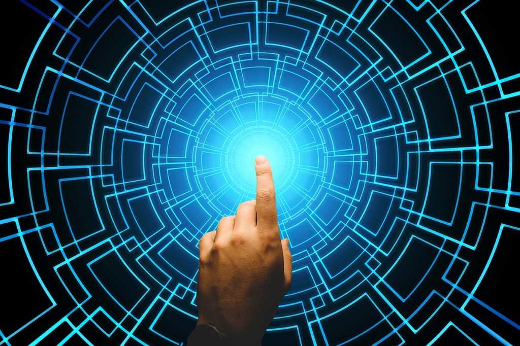 digital transformation finger tap causes waves of interconnected digital ripples