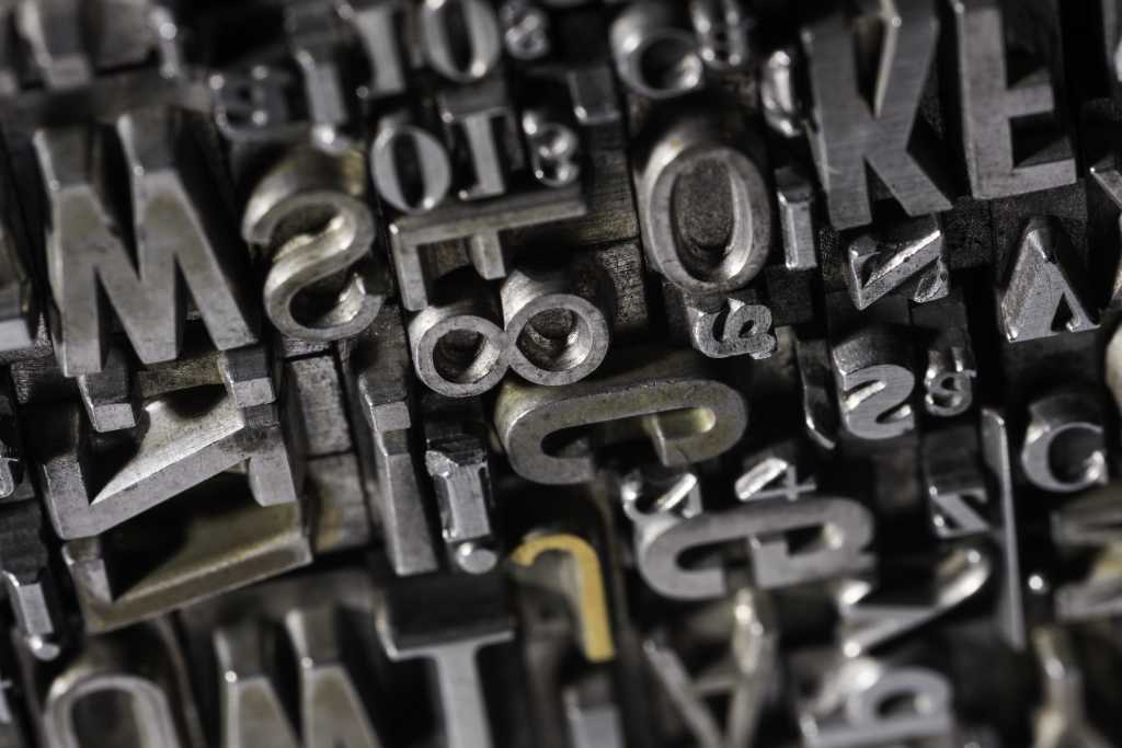 Metal letterpress types, also called lead letters. Historical letterpress types letters used in Gutenberg presses. These letters were the beginning of typography.