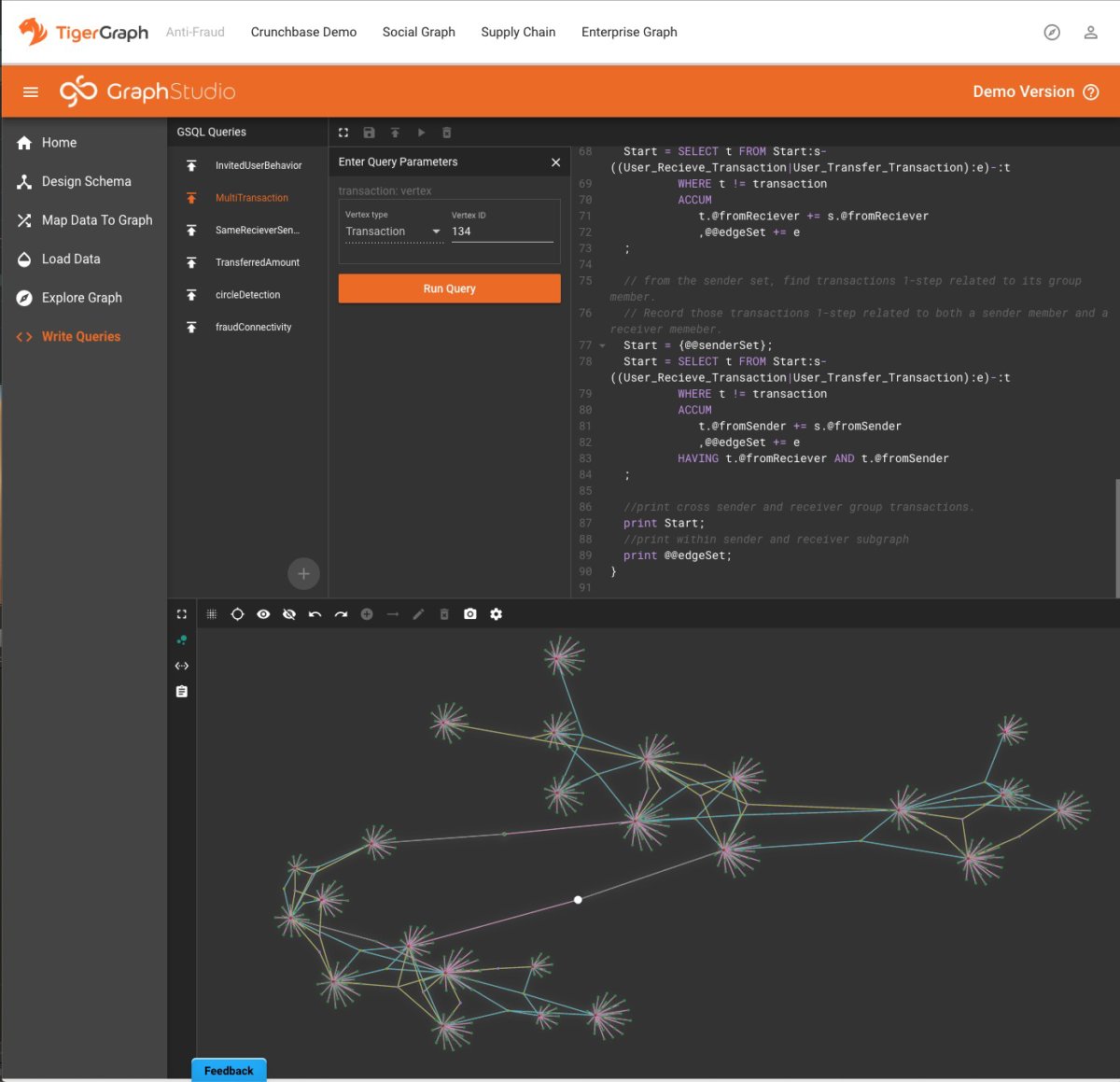 tigergraph multitrans query