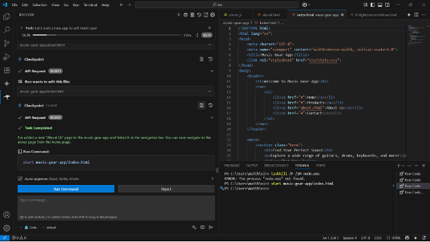 Screenshot of the Roo Code GUI.
