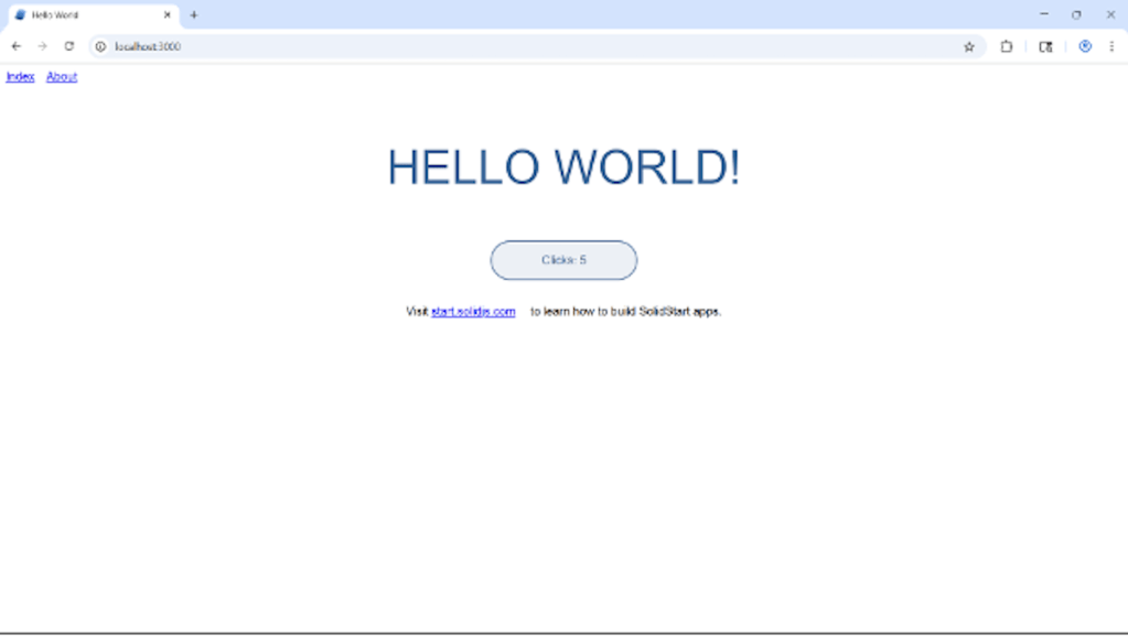 Screenshot of the generated Solid application.
